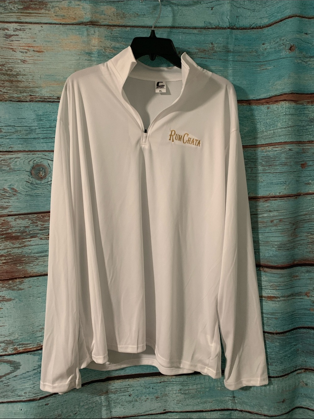 Rum Chata | Sz XL Men's White Quarter-Zip Performance Shirt